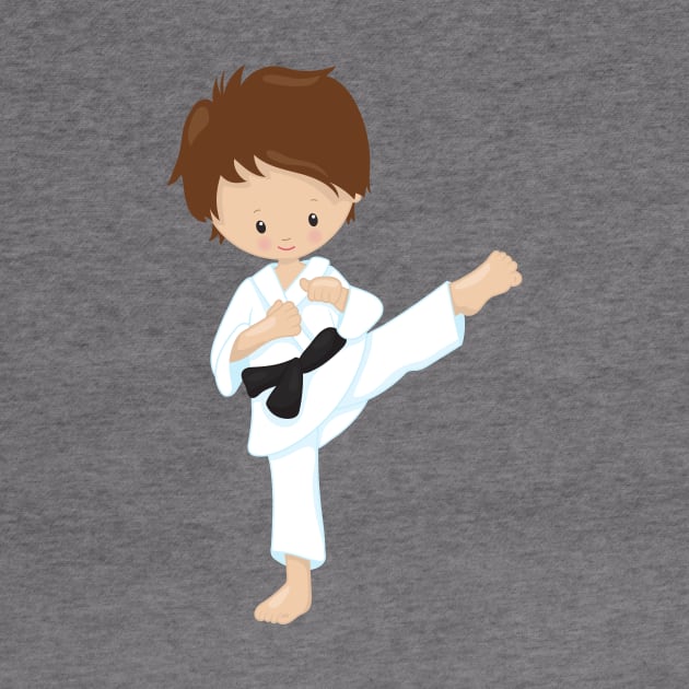 Karate Boy, Cute Boy, Black Belt, Brown Hair by Jelena Dunčević